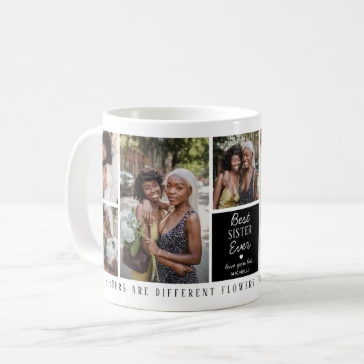 可愛最高のい「妹」今まで7枚の写真コラージュ コーヒーマグカップ (正面左)