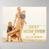 可愛最高のいMOM EVERハート母の日写真 箔ポスター (正面)