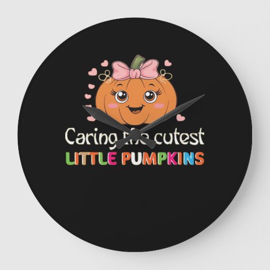 可愛気にい可愛いカボチャナースH ラージ壁時計 (正面)