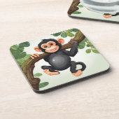 可愛熱狂するいおもしろいチンパンジー コースター (左側)