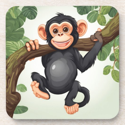 可愛熱狂するいおもしろいチンパンジー コースター (正面)
