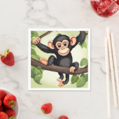 可愛熱狂するいおもしろいチンパンジー スタンダードカクテルナプキン (インサイチュ)