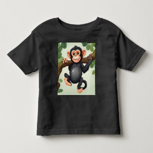 可愛熱狂するいおもしろいチンパンジー トドラーTシャツ