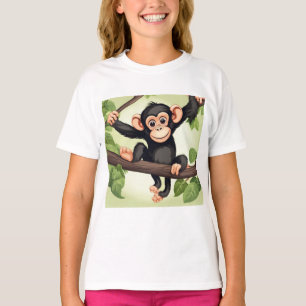 可愛熱狂するいおもしろいチンパンジー Tシャツ