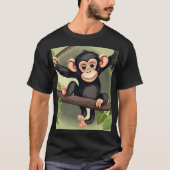 可愛熱狂するいおもしろいチンパンジー Tシャツ (正面)