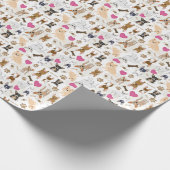 可愛熱狂するいチワフアドッグズパックパーソナライズされた ラッピングペーパー (角)