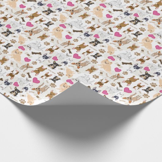 可愛熱狂するいチワフアドッグズパックパーソナライズされた ラッピングペーパー (角)