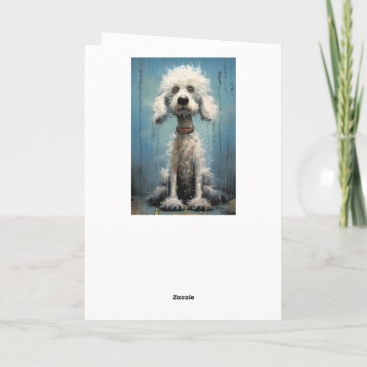 可愛熱狂するい白おっちょこちょいの抽象芸術プードル犬 カード (裏面)