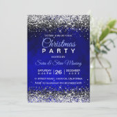 可愛王室のいブルー銀フェイクグリッター 招待状 (スタンド正面)