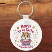 可愛生まれいハムスター誕生日女子 キーホルダー (正面)