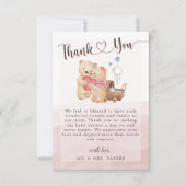 可愛男女兼用いクマの水彩赤ちゃんシャワー サンキューカード (正面)