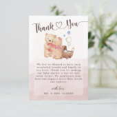 可愛男女兼用いクマの水彩赤ちゃんシャワー サンキューカード (スタンド正面)