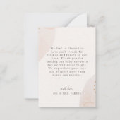 可愛男女兼用いクマの水彩赤ちゃんシャワー ノートカード (裏面)