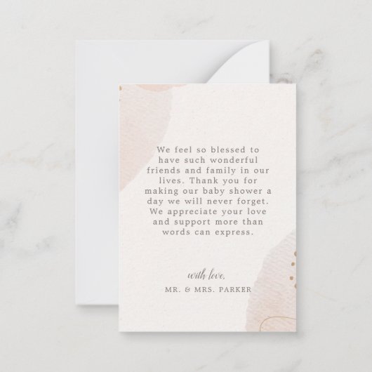 可愛男女兼用いクマの水彩赤ちゃんシャワー ノートカード (裏面)