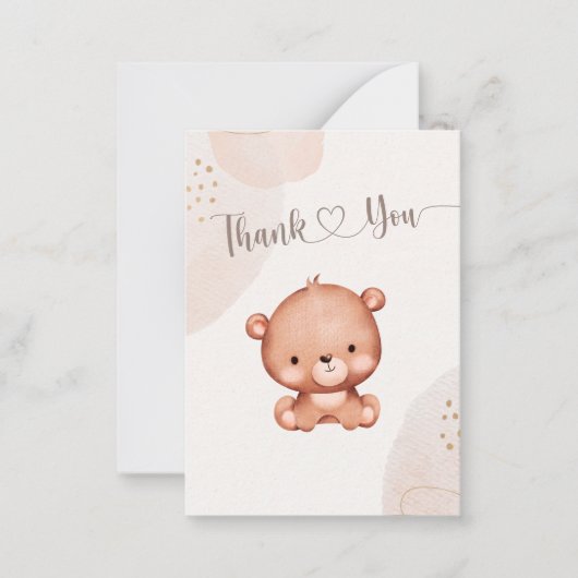 可愛男女兼用いクマの水彩赤ちゃんシャワー ノートカード (正面)