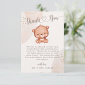 可愛男女兼用いクマの水彩赤ちゃんシャワーTh サンキューカード (スタンド正面)