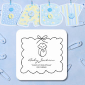 可愛男女兼用いベビー&バウモダンベビーシャワー スクエアペーパーコースター