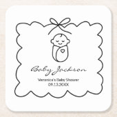 可愛男女兼用いベビー&バウモダンベビーシャワー スクエアペーパーコースター (正面)