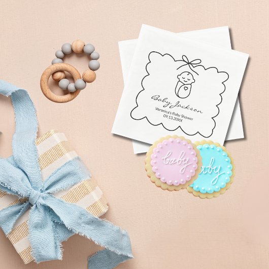 可愛男女兼用いベビー&バウモダンベビーシャワー スタンダードランチョンナプキン