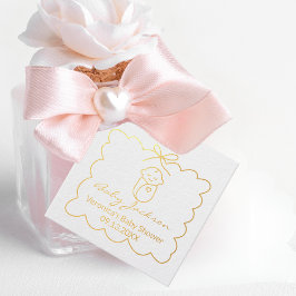 可愛男女兼用いベビー&バウモダンベビーシャワー フェイバータグ