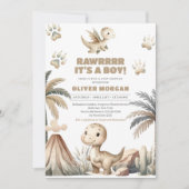 可愛男女兼用い先史時代ベビー恐竜 招待状 (正面)