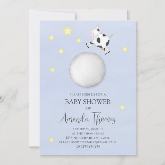 可愛男女兼用い牛が月から飛び降りた 招待状 (正面)