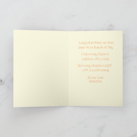 可愛男女兼用い生まれたばかりの赤ちゃんシャワー カード (内部)