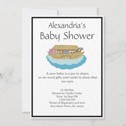 可愛男女兼用い赤ちゃんシャワーアーク 招待状 (正面)