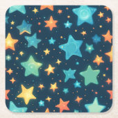 可愛白熱［赤熱］光を放つい星 スクエアペーパーコースター (正面)