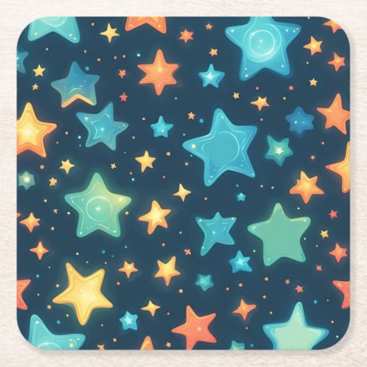 可愛白熱［赤熱］光を放つい星 スクエアペーパーコースター (正面)