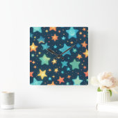 可愛白熱［赤熱］光を放つい星 スクエア壁時計 (ホーム)