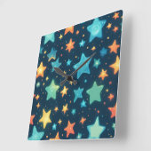 可愛白熱［赤熱］光を放つい星 スクエア壁時計 (傾斜)