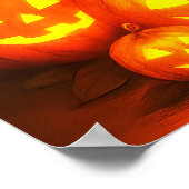 可愛白熱［赤熱］光を放つい黒猫ポストのハロウィーンカボチャ ポスター (角)