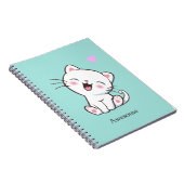 可愛素晴らしいキティ猫オンライトティール（緑がかった色）手帳 ノートブック (右側)