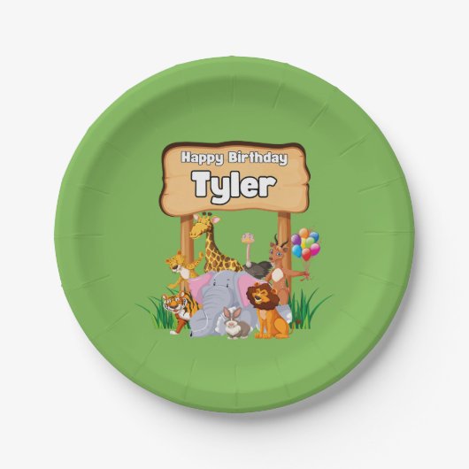 可愛素晴らしい動物園キッドパーティー ペーパープレート (正面)