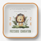 可愛素朴いキッズライオンの葉保育園卒業式 ペーパープレート (正面)