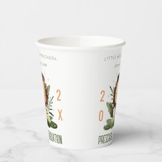 可愛素朴いキッズライオンの葉保育園卒業式 紙コップ (左)