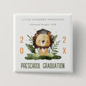 可愛素朴いキッズライオンの葉保育園卒業式 缶バッジ (正面)