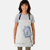 可愛素朴いキッド描アクアブルー水彩花 エプロン (インサイチュ)