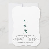 可愛素朴いキツネロマンチックグリーンハート結婚ズ 招待状 (裏面)