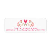 可愛素朴いハートとフローラの実パーソナライズされた ラベル (正面)