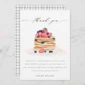 可愛素朴いフルーツパンケーキ水彩ブライダルシャワー サンキューカード (正面/裏面)