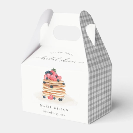 可愛素朴いフルーツパンケーキ水彩ブライダルシャワー フェイバーボックス (裏面サイド)