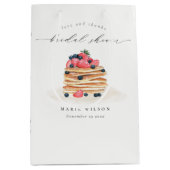 可愛素朴いフルーツパンケーキ水彩ブライダルシャワー ミディアムペーパーバッグ (正面)