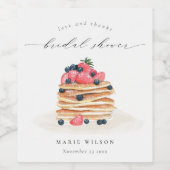 可愛素朴いフルーツパンケーキ水彩ブライダルシャワー ワインラベル (シングルラベル)
