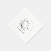 可愛素朴いフローラパーソナライズされた結婚リース スタンダードカクテルナプキン (角)