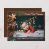 可愛素朴いベビーの初めてのクリスマスホリデーフォト (正面/裏面)