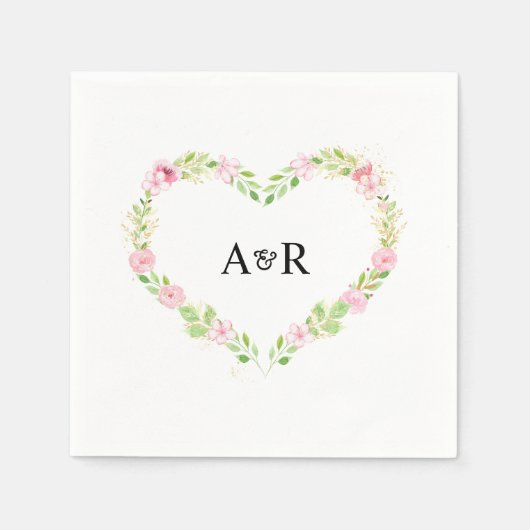 可愛素朴いミニマル緑のフローラ結婚の紙 スタンダードカクテルナプキン (正面)