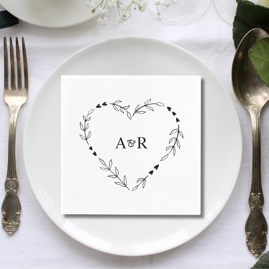 可愛素朴いミニマル緑結婚の紙 スタンダードカクテルナプキン