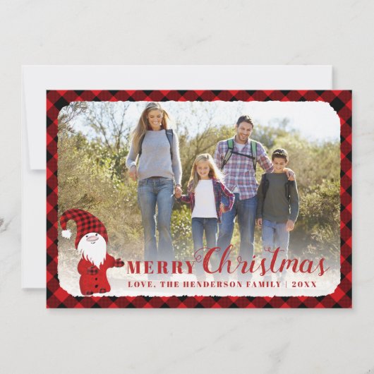 可愛素朴い家族写真楽しいクリスマス シーズンカード (正面)